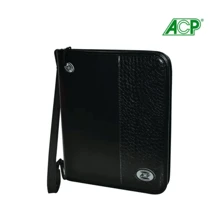 Black ACP Crocodile University Ring Binder With Zipper And Strap