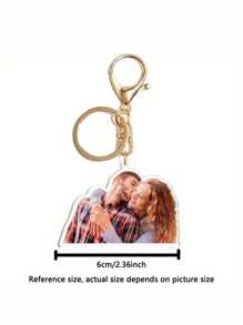 1 件定制照片钥匙扣，时尚个性化纪念品、生日礼物、惊喜礼物，毕业季、旅行和节日必备 - 金色 - 查看 2