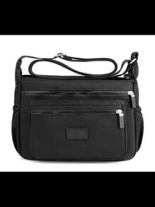 Women's Crossbody Bag, Casual Multi-Pocket Zipper Shoulder Bag - màu đen - Xem 1