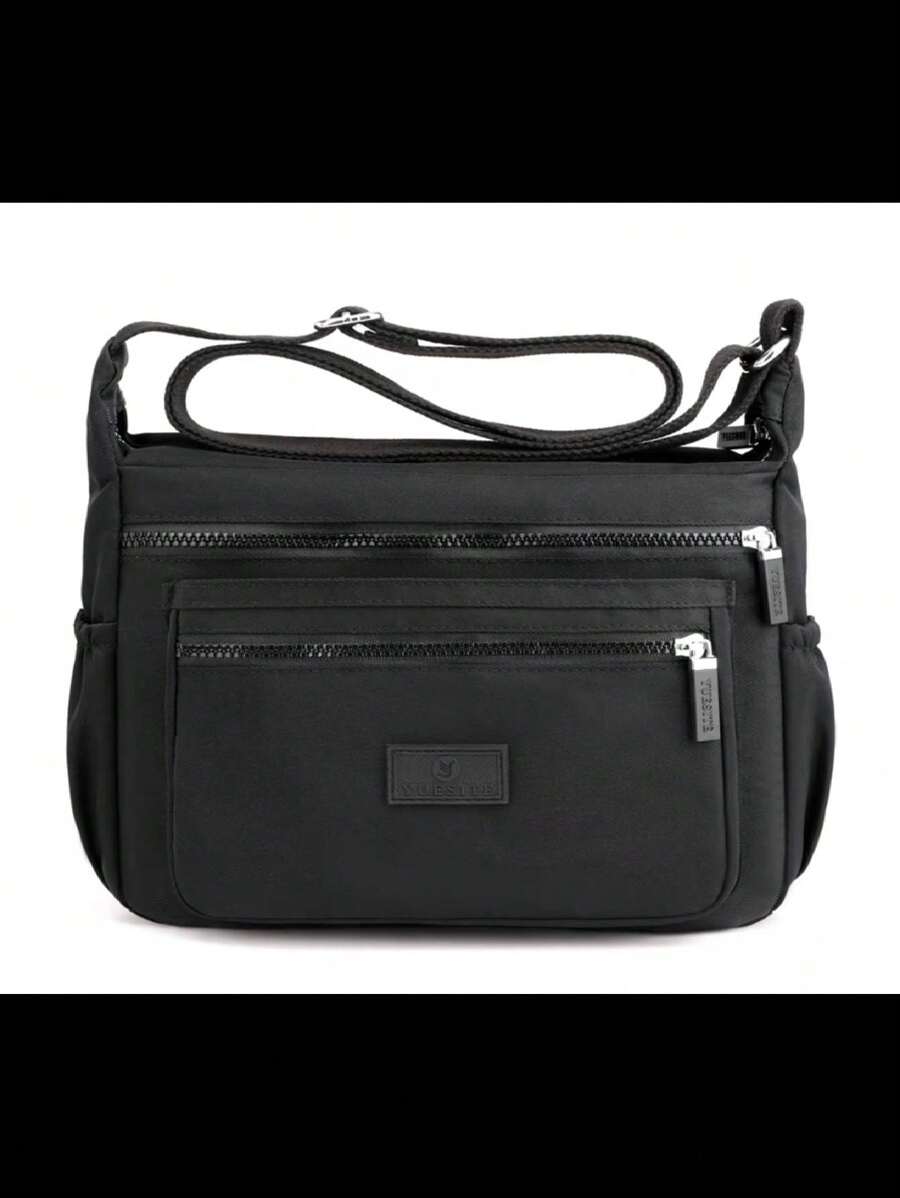 Women's Crossbody Bag, Casual Multi-Pocket Zipper Shoulder Bag - màu đen - Xem 1