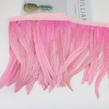 1 yard Ruban à franges de plumes de queue de coq simulées colorées de 25-30 cm, plumes teintes pour robe de mariée, jupe, artisanat, accessoire DIY, artisanat pour vêtements
