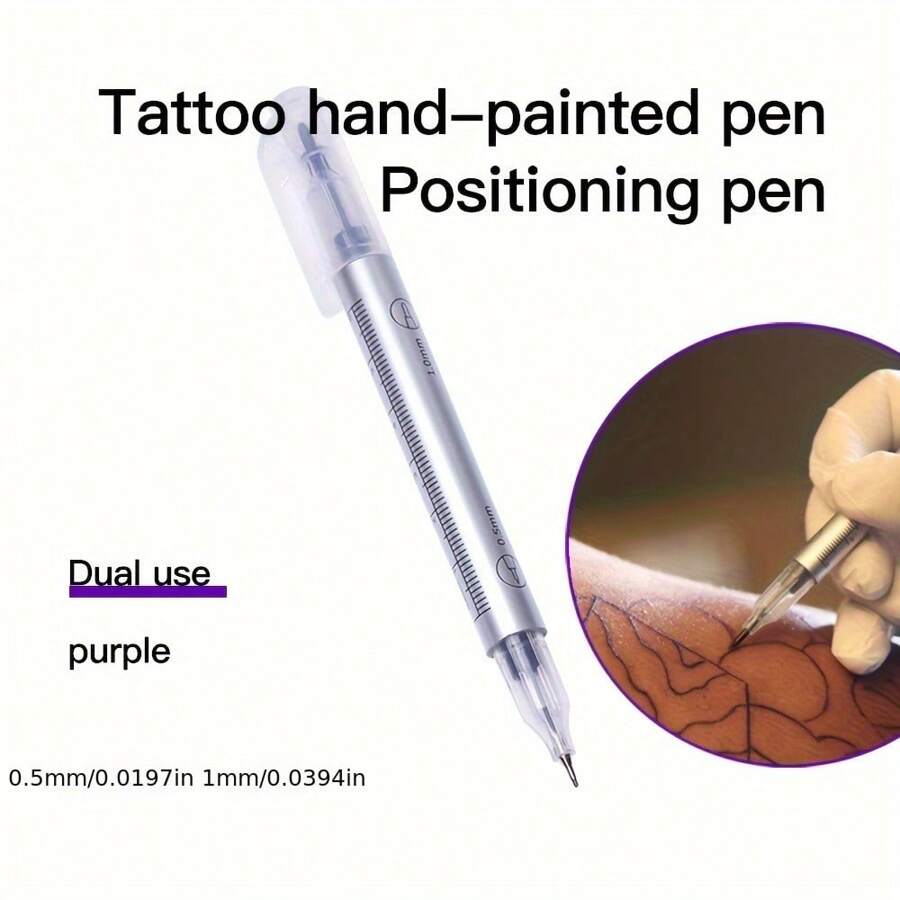 1 szt. Tatuaż ręcznie malowany marker, haftowany marker do pozycjonowania rysunku, fioletowy, dwugłowy marker