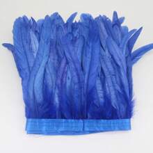 1 yard Ruban à franges de plumes de queue de coq simulées colorées de 25-30 cm, plumes teintes pour robe de mariée, jupe, artisanat, accessoire DIY, artisanat pour vêtements