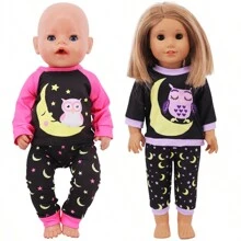 可爱猫头鹰图案 18 英寸美国女孩娃娃睡衣配饰 - 彩色 - 查看 12