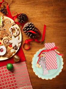 10pcs Red & White Striped Gift Boxes, Candy Boxes, Chocolate Boxes, Cookie Boxes, Food Packaging Boxes With Ribbons, For Weddings, Gifts, Birthdays, Parties, Graduations,Christmas - Multicolor - View 3