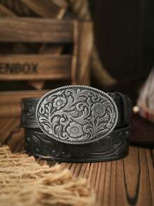 1 件女士时尚复古西部风 PU 皮带，适合夏季、秋季、万圣节 - 黑色 - 查看 12