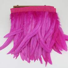 1 yard Ruban à franges de plumes de queue de coq simulées colorées de 25-30 cm, plumes teintes pour robe de mariée, jupe, artisanat, accessoire DIY, artisanat pour vêtements