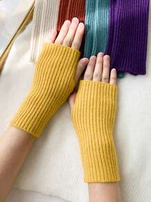 INNNEVV 1 双女士露指针织手套，韩式竖条纹冬季半指手套万圣节 - 彩色 - 查看 19