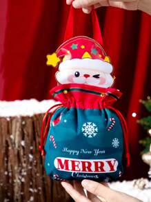 1 pieza/5 piezas/10 piezas Bolsas de regalo de Navidad, Bolsa de regalos de Papá Noel, Bolso de muñeco de nieve navideño, bolsas de Apple para regalo en Nochebuena, Empaque de frutas navideñas, Regalos para dulces, Recuerdos decorativos