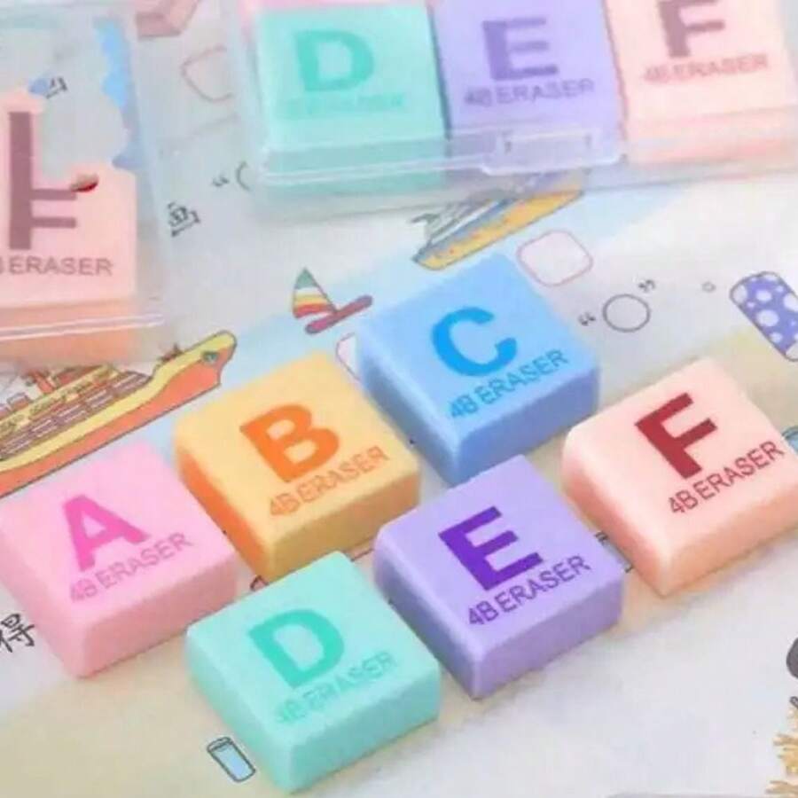 6 Pcs. ABCD Erasers (A,B,C,D,E,F) - Nhiều màu - Xem 1