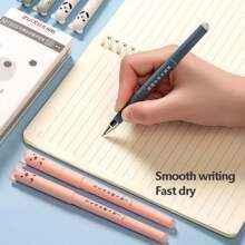 60支/套 0.35mm 可擦凝胶笔套装，包含4支笔、50支笔芯和6块橡皮擦，黑色/蓝色/红色可选，考试专用，可爱动物图案，适合学习、学校和办公用品，返校必备 - 套裝 - 查看 3