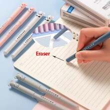 60支/套 0.35mm 可擦凝胶笔套装，包含4支笔、50支笔芯和6块橡皮擦，黑色/蓝色/红色可选，考试专用，可爱动物图案，适合学习、学校和办公用品，返校必备 - 套裝 - 查看 4