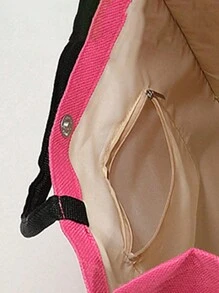 Rose Red Floral Print Linen Tote Bag, Rose Red Canvas Shopping Bag, Teacher Appreciation Gift, Women's Large Capacity Linen Handbag. Large Capacity, Can Carry Small Wallet, Ideal Shopping Bag. Multifunctional Portable Teacher Tote Bag - Hot Pink - View 4