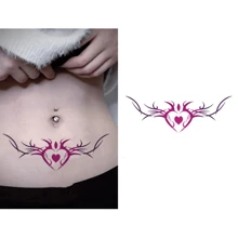 8 件超大黑色和红色蕾丝临时肚脐/肚脐纹身贴纸，适合女性