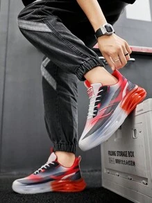 Men's Fashion Air-Cushioned Comfortable Anti-Slip Breathable Shock-Absorbent Casual Sports Sneakers, Men's Outdoor Casual Sports Shoes - White and Red - View 4