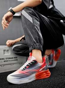 Men's Fashion Air-Cushioned Comfortable Anti-Slip Breathable Shock-Absorbent Casual Sports Sneakers, Men's Outdoor Casual Sports Shoes - White and Red - View 5