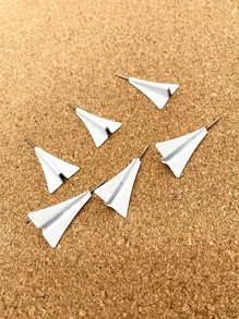 4/8pcs Plane-Shaped Push Pins, Creative Photo Wall Decorative Pins, 3D Plane Push Pins Back To School,Back To School,School Supplies - White - View 2