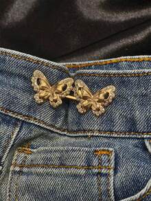 1 对牛仔裤魔术蝴蝶腰带调节器 - 可拆卸金属合金纽扣，无需缝纫，腰带调节工具 - 彩色 - 查看 1