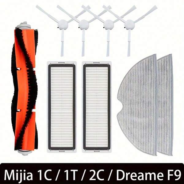 9pcs For Mijia 1C 1T Mi Robot Vacuum Accessories Dreame F9 Hepa Filter Main Side Brush Mop Cloth Spare Parts