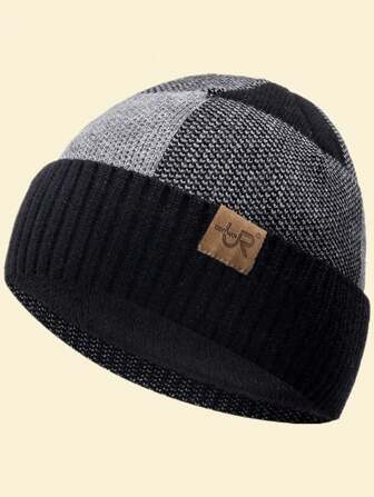 URGENTMAN 1pc Men's Snowflake Pattern Knit Beanie Hat, Suitable For Everyday Wear Winter Gear