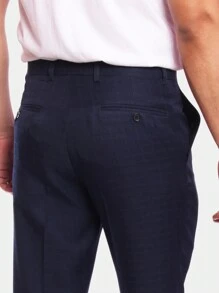 Original Plaid Microfiber Dress Pants For Men - 藏蓝色 - 查看 4