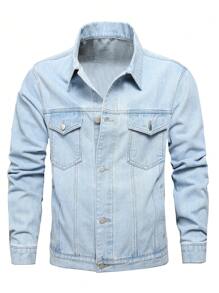 Áo khoác denim phong cách retro cho nam mặc thường ngày - Rửa nhẹ - Xem 1