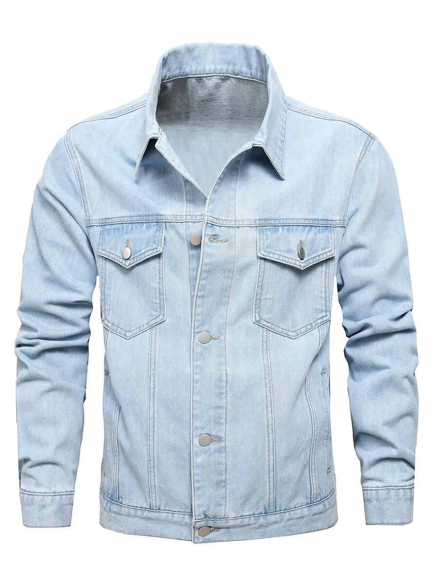 Áo khoác denim phong cách retro cho nam mặc thường ngày - Rửa nhẹ - Xem 1