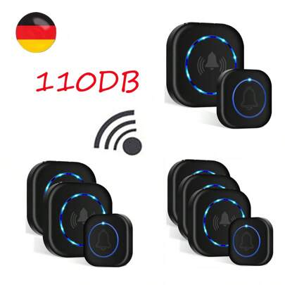 Wireless Doorbell Wireless Doorbell Set Front Door Bell IP55 Waterproof Outdoor Area 300 Meters Wireless Range, Waterproof And Dustproof, With 4 Volume Levels And 36 Ring Tones Easy To Install