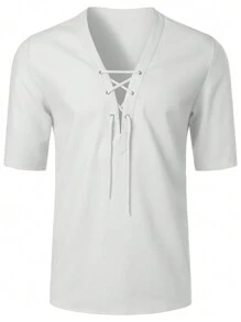 Men Lace Up Front Top