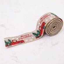 1 Rollo de 2m de Cinta, Rollo de Tela de Lino con Moño de Arpillera, Cinta con Patrón de Copos de Nieve y Borde de Alambre Metálico, para Empaque y Decoración - Multicolor - Ver 22
