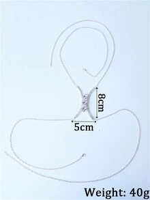 时尚奢华水钻精致小众方形胸链 - 銀色 - 查看 3