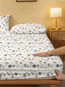 1 Peça Capa de Colchão Estampada com Flores e Galhos, Capa de Cama Estampada para Quarto (Fronha Não Incluída)