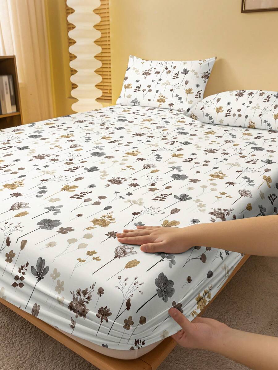 1 Peça Capa de Colchão Estampada com Flores e Galhos, Capa de Cama Estampada para Quarto (Fronha Não Incluída)