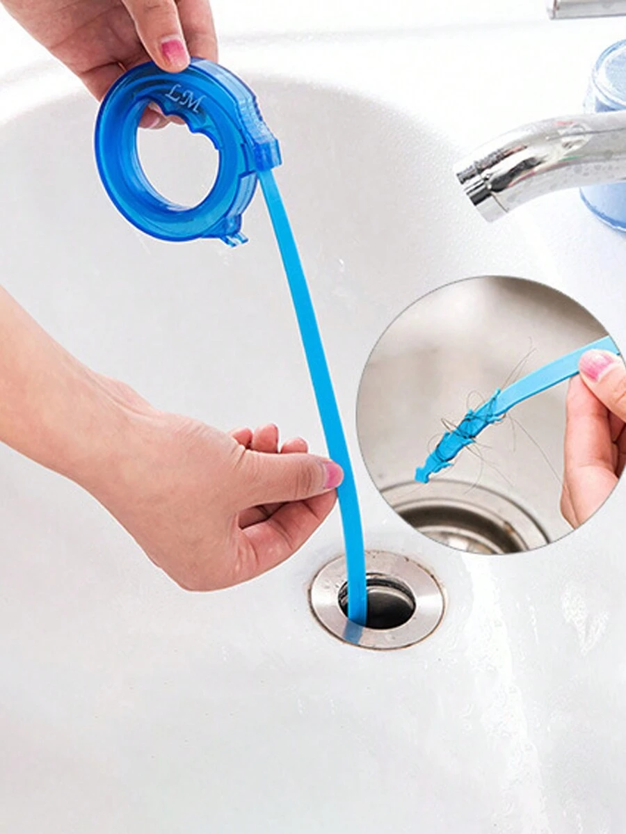 1pc 伸缩排水管毛发清洁器伸缩排水沟头发清洁钩厕所疏通器水槽防堵塞清洁钩 - 多色 - 查看 1