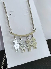 Daughter Girl Pendant Necklace In Stainless Steel Does Not Darken Can Get Wet - 4 女孩 - 查看 2