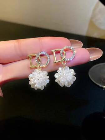1 Pair Letter D Flower Design Earrings, Fashion Stylish Vintage Earrings For Women Valentines,Mom,Mother,Mother's Day,Gift