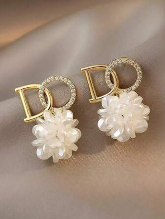 1 Pair Letter D Flower Design Earrings, Fashion Stylish Vintage Earrings For Women Valentines,Mom,Mother,Mother's Day,Gift