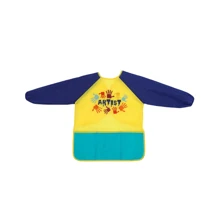 1/2/4 儿童绘画围裙，儿童艺术罩衫，防水儿童围裙长袖，带 3 个口袋，适合绘画、烘焙、喂食，适合 2-6 岁