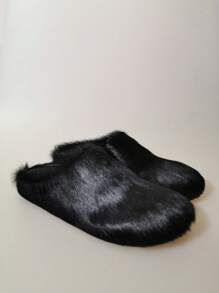 New Fluffy Slip-On Slippers, Autumn Winter Thick Bottom Casual Indoor&Outdoor Home Wear