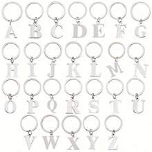 1 peça de chaveiro de aço inoxidável com letras A-Z para homens, chaveiro com 26 letras para chave de carro, presente de Halloween, lembrança, acessórios para carro, bolsa, pingente, escola, fofo, gótico, Y2K