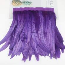 1 yard Ruban à franges de plumes de queue de coq simulées colorées de 25-30 cm, plumes teintes pour robe de mariée, jupe, artisanat, accessoire DIY, artisanat pour vêtements