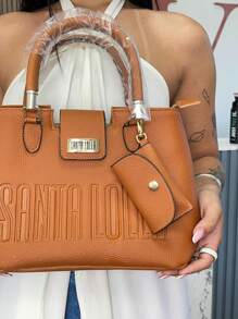 Bolsa Feminina Santa Lolla Sacola de Mão e Ombro Tiracolo Transversal Tote Crossbody Couro Espaçosa