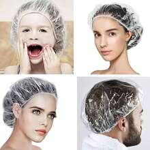198/98/50/30/10pcs Disposable Shower Caps, Waterproof Elastic Bath Caps, Shower Caps, Suitable For Bathing, Hair Care, Thickened Large Size Super Elastic Shower Caps, Convenient To Carry - White - View 4