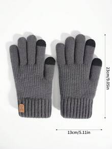 1 Cặp Găng tay cảm ứng dày hai lớp mùa đông cho nam, Găng tay dệt kim sọc dọc ấm áp cho thời tiết lạnh, Thích hợp cho tiệc tùng, lái xe, chơi game, đạp xe, đi bộ đường dài, viết Halloween - Màu xám đen - Xem 5