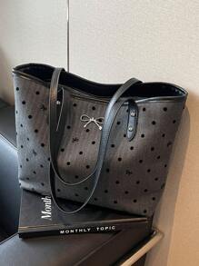 Túi xách đeo vai thời trang mới, đa năng, dung tích lớn, trang trí nơ, phù hợp cho đi làm, công sở, mua sắm và các dịp khác. - Nhiều màu - Xem 3