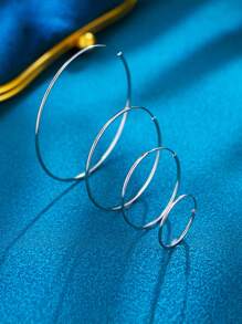 1 对 925 纯银抛光无尽圆环耳环，经典日常佩戴和派对珠宝配饰，送给她的礼物