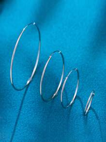 1 对 925 纯银抛光无尽圆环耳环，经典日常佩戴和派对珠宝配饰，送给她的礼物