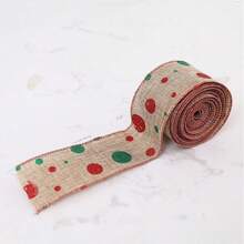 1 Rollo de 2m de Cinta, Rollo de Tela de Lino con Moño de Arpillera, Cinta con Patrón de Copos de Nieve y Borde de Alambre Metálico, para Empaque y Decoración - Multicolor - Ver 21