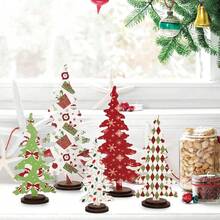 Đồ trang trí Giáng sinh - Biển báo trang trí để bàn hình cây thông Noel bằng gỗ 5PCS - Đồ trang trí trung tâm cây thông Noel độc lập theo phong cách mộc mạc, phù hợp với nhiều loại kệ trong nhà và cảnh lò sưởi, đồ trang trí ngày lễ không thể thiếu và là món quà tuyệt vời nhất cho bạn bè, Halloween, Đồ trang trí Halloween - Nhiều màu - Xem 2