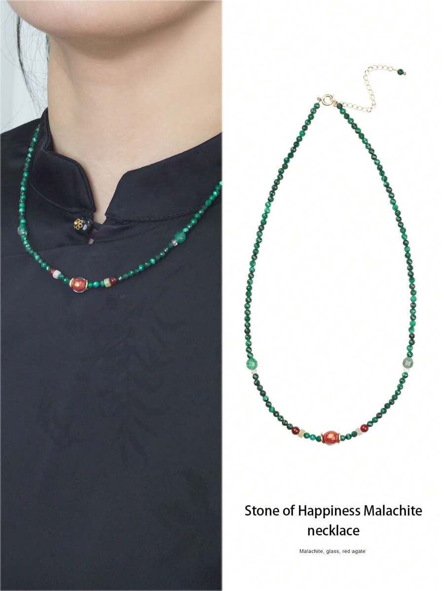 VE [VE] 1pc High-Quality Natural Peacock Stone Necklace & Bracelet Set. Vibrant Colorful Like Peacock Feathers, Symbolizing Beauty & Prosperity. Wearing Peacock Stone Can Enhance Personal Charm And Bring Good Luck, Wealth & Happiness, Making Life More Colorful. Natural Gemstone Color Random.